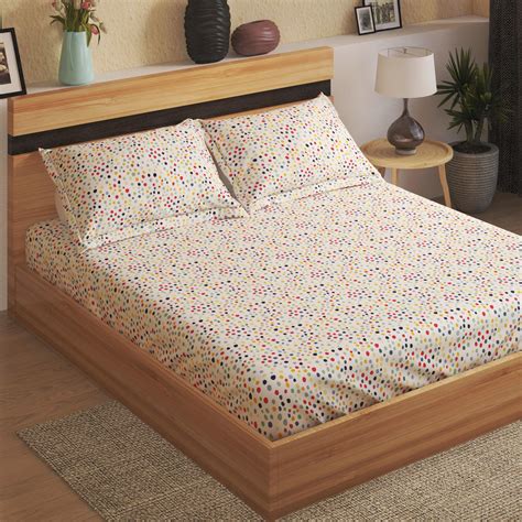 Buy Slate Cotton 150TC Printed 3Pcs Queen Fitted Bedsheet Set from Home ...