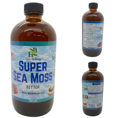 Buy Herb To Body Super Sea Moss Bitter With Bladderwrack - 16oz ...