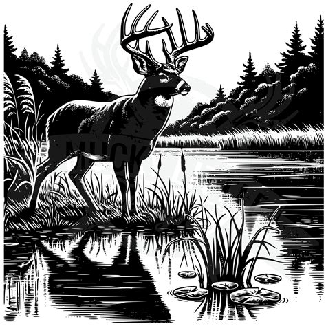 Deer by Lake Svg Whitetail Deer Svg Big Buck Svg American Hunting Svg ...