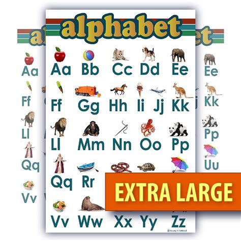 Buy ABC alphabet EXTRA LARGE teaching Chart Clear White LAMINATED huge ...