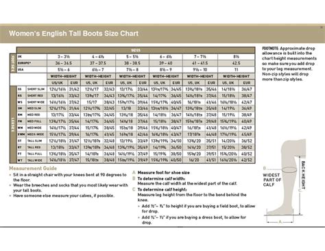 Ariat Tall Boot Size Chart
