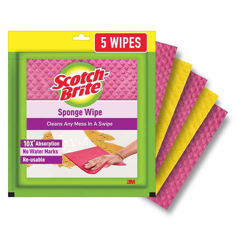 Scotch-Brite Sponge Wipe Resusable Kitchen Cleaning foam Cellulose wood ...