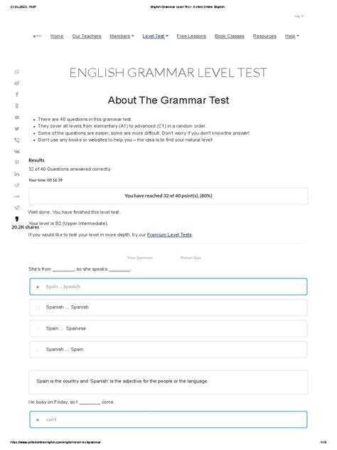 Image result for English Grammar Level Test
