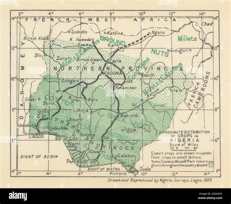 Approximate distribution of Crops in Nigeria 1929 old vintage map plan chart Stock Photo - Alamy - distribution of crops in nigeria primary 6