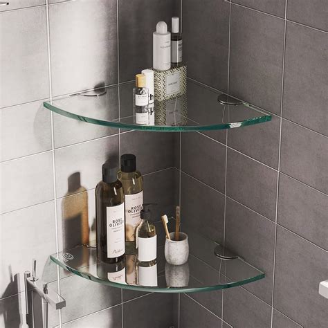 FesGif 2 Pack Glass Corner Shelf for Bathroom Shower Caddy