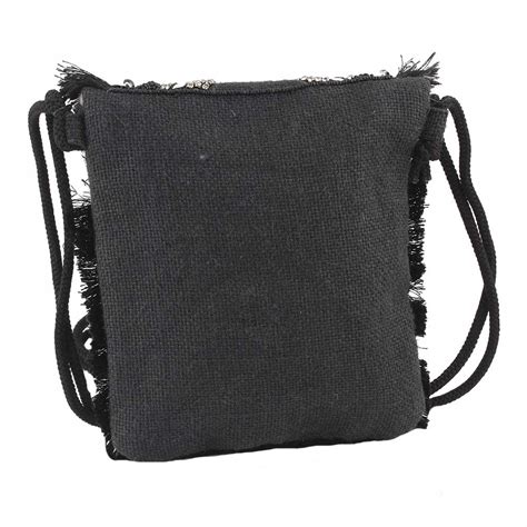 Black And White Heavy Hand Embroidery Foldover Cluch Bag With Coins
