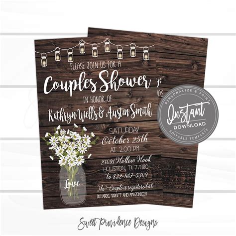 Rustic Couples Shower invitation | Sweet Providence Designs