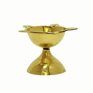 Buy Tia Crafts Traditional Brass Five Face Diya | Pooja Oil Lamp (1 ...