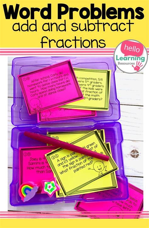 Adding and Subtracting Fraction Word Problems Mixed Practice 的图像结果