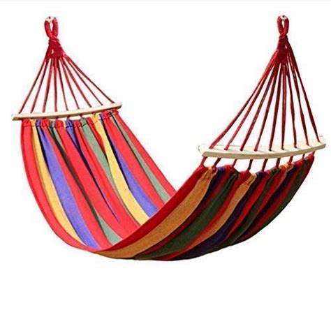 RHYDON Cotton Striped Foldable Hammock Camping Hammock Portable Beach ...