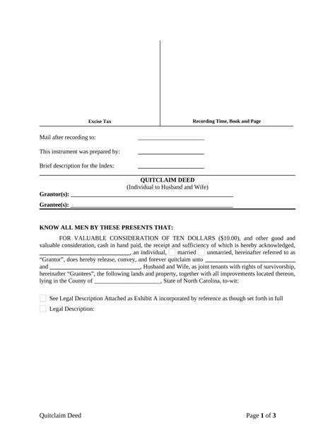Quitclaim Deed from Individual to Husband and Wife Doc Template | pdfFiller