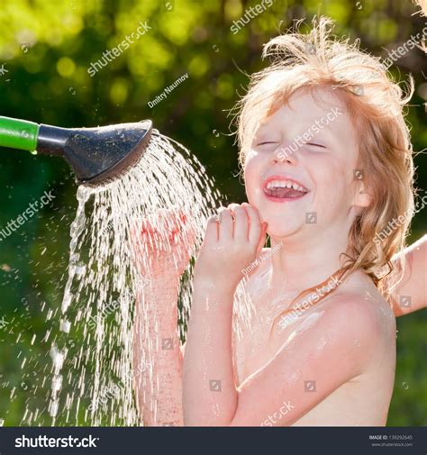 Portrait Cute Little Girl Taking Shower Stock Photo 139292645 ...