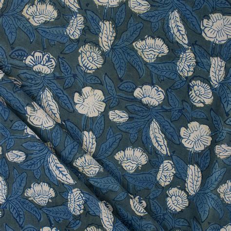 Discharge Cotton Indigo Block Printed Material Online – Dmaasa