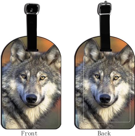 Buy Nicokee Gray Wolf with Fall Background Luggage Tags Assorted Travel ...