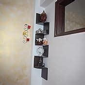 BLUEWUD Morpheus Engineered Wood Wall Decor Corner Shelves/Zigzag ...