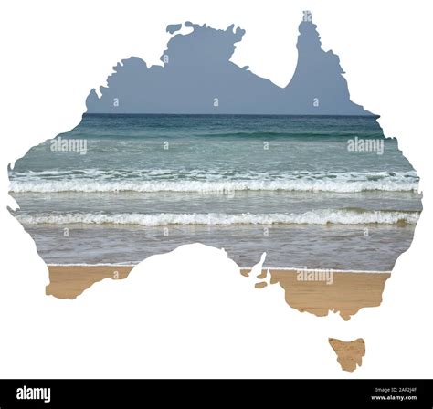 A series of views of the natural landscapes and scenery of Australia set into a map of the ...