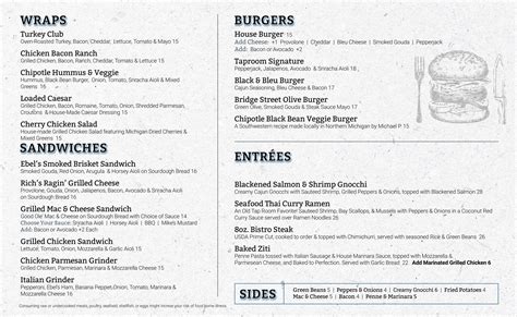 Menu — Bridge Street Tap Room