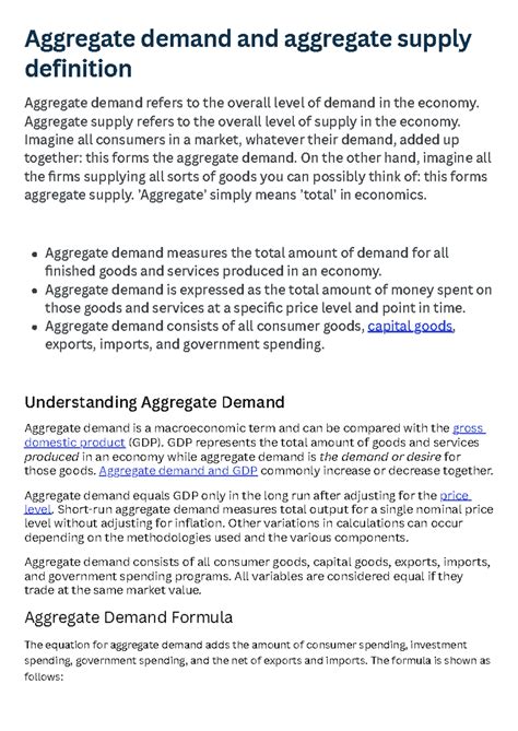Aggregate demand and aggregate supply definition - Aggregate demand and ...