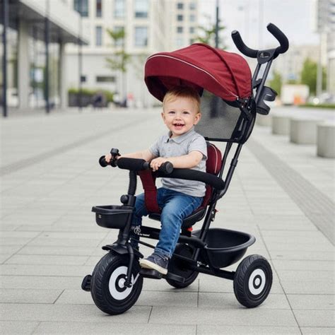 Tiny Toes T40 Plus Tricycle (Maroon Black) 360 Seat With Canopy For ...