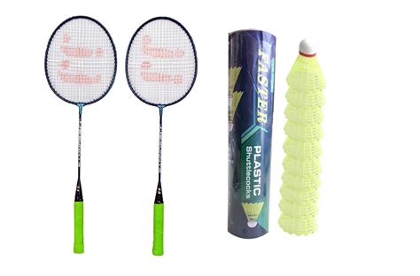 JJ Jonex Polypropylene Faster Sunny Badminton 2 Rackets and 10 Shuttles ...