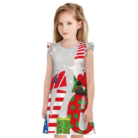 Xecao Christmas Gnome With Love Print Pajama Dresses for Girls ...