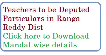 Teachers to be Deputed Particulars of Ranga Reddy Dist - Jobs Results ...