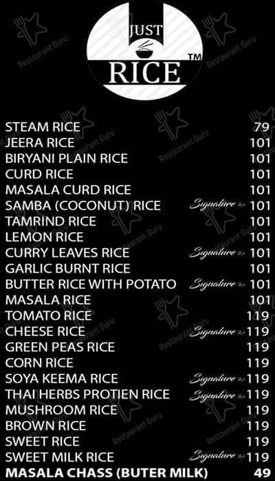 Menu at Just Rice, Mumbai, 993 Adarsh Nagar