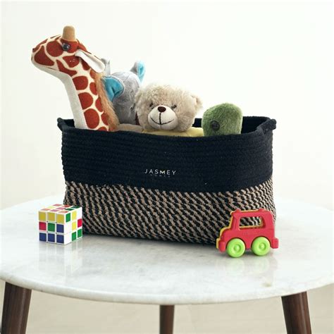 Rectangular Cotton Basket | Black & Beige – JASMEY HOMES