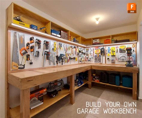 Sturdy Garage Workbench With Top Pegboard, Cabinet and Bottom Shelf | Garage work bench, Garage ...