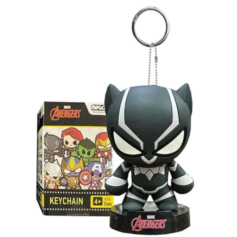 MARVEL BLACK PANTHER DROP GLUE STANDING FIGURE / KEYCHAIN - BLACK/WHIT ...