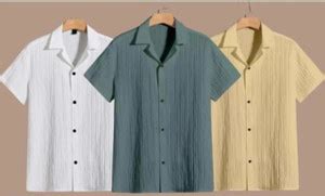 VRLOOKS Men Self Design Casual Cream, White, Grey Shirt - Buy VRLOOKS ...