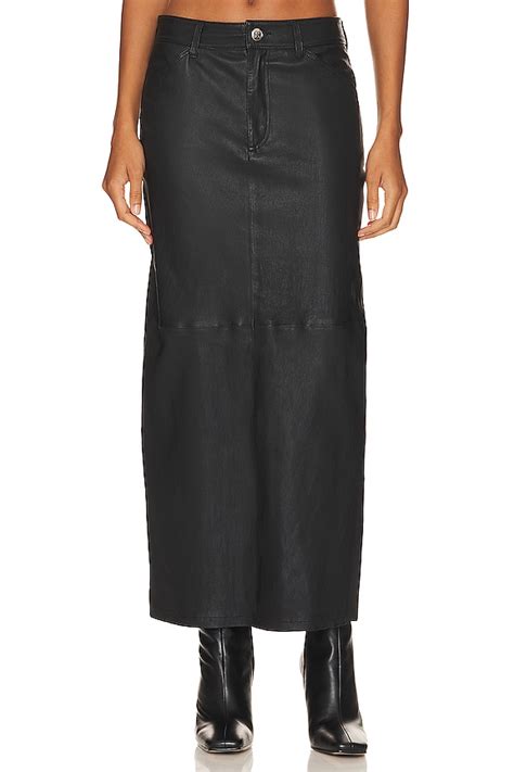 SPRWMN Leather Long Skirt in Black | REVOLVE