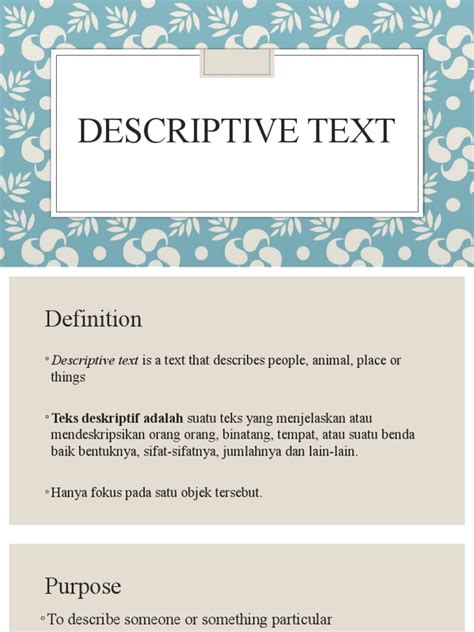 Image result for Definition Descriptive Text