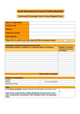 Fillable Online Community Doorstep Control Zones request form - South ...