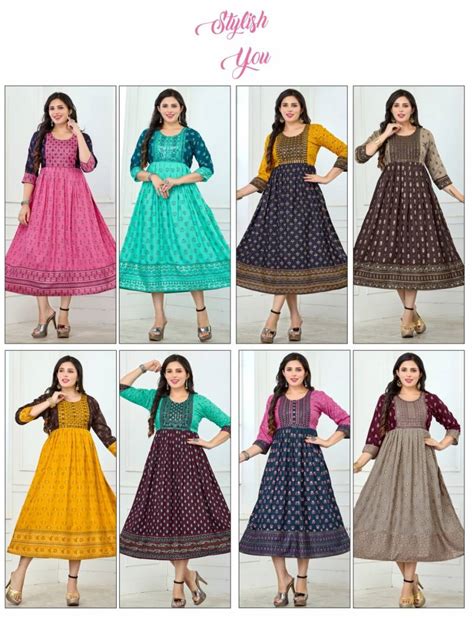 Beauty Queen Stylish You Vol 201 Printed Flared Kurtis Collection