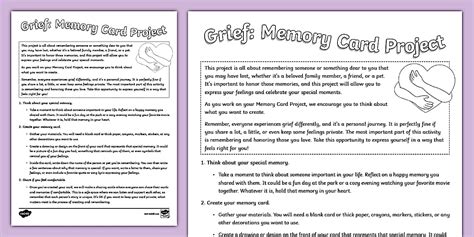 Grief: Memory Card Project (teacher made) - Twinkl