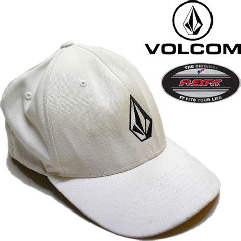 1点物 ボルコムVOLCOMフレックスフィット白ブランドロゴキャップ帽子/古着メンズレディースOKアメカジ90sストリート/スポーツ野球 ...