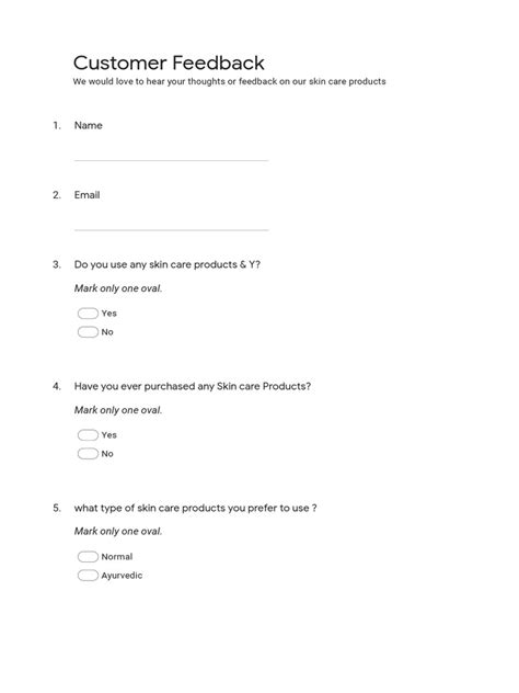 Customer Feedback - Google Forms | PDF | Promotion And Marketing ...