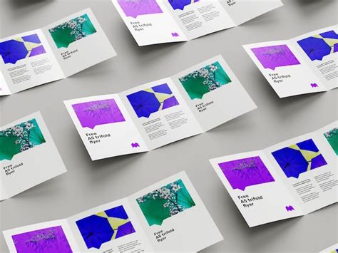 Multiple trifold flyers mockup display | Premium PSD