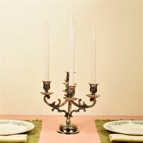 Victorian 5 Pillar Candle Stand Silver Finish
