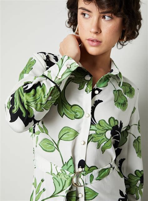 Buy Women Printed Belted Shirt Dress Online at just Rs. 1599.0 ...