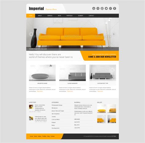 黄色简洁风格的沙发家具CSS网站模板