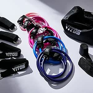 Vitos Resistance Exercise Bands Set with Handles, Door Anchor, Ankle ...