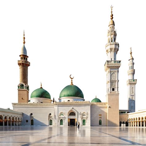 Stunning View Of Al Masjid An Nabawi Mosque With Green Domes And ...