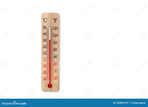 Wooden Celsius and Fahrenheit Scale Thermometer Isolated on White ...