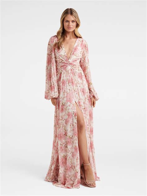 Buy Forever New Pink Printed Floral Maxi Dress - Dresses for Women ...