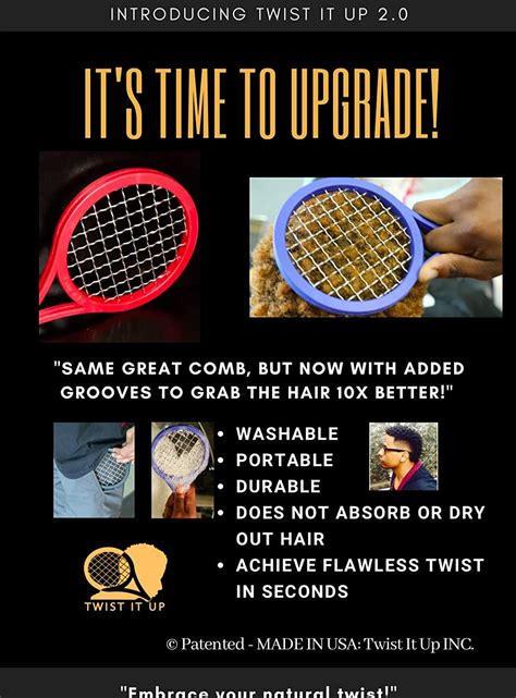 Twist It Up Comb (Bond Black) - Hair Styling Tool for Defined Twists ...