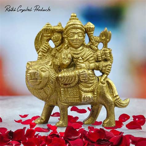 REIKI CRYSTAL PRODUCTS Brass Statue Sherawali Mata Murti Durga Maa ...