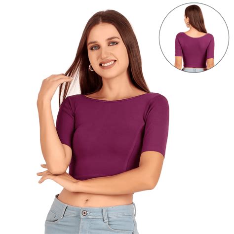 Boat Neck Blouse: Short-Sleeve for Sarees with Back Design – Gymmer