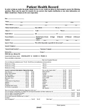 Fillable Online Dental Health Record Template - PDF TemplatesJotForm ...